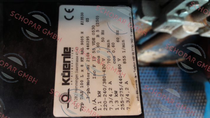 Küenle-23530 , type DAS 100 L x 8 KT RAL 9005 H   oem