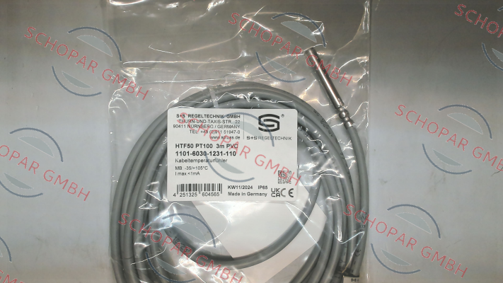S+S REGELTECHNIK-1101-6030-1231-110 / THERMASGARD® HTF50 Pt100 PVC 3M
