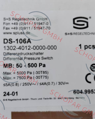 S+S REGELTECHNIK-(1302-4012-0000-000) DS-106 A