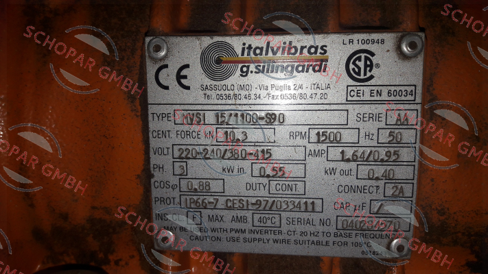 Italvibras-MVSI 15/1100-S90 obsolete, replace,emt MVSI 15/1100-S02 