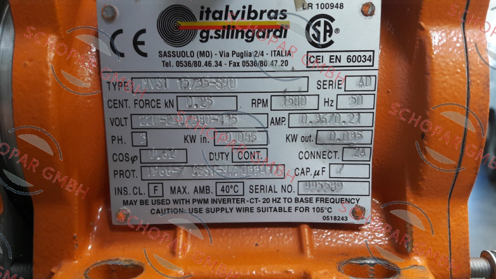 Italvibras-MVSI 15/35-S90, 1500 RPM, SERIA AD OBSOLETE- REPLACED BY MVSI 15/35-S02 