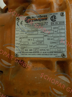 Italvibras-Type: MVSI 06/1100-S90  S/N: 020109691 REPLACED BY MVSI 06/1100-S08 