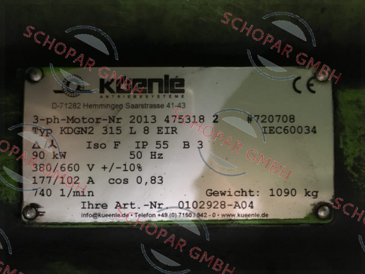 Küenle-KDGN2  315L   8  EIR (OEM) 