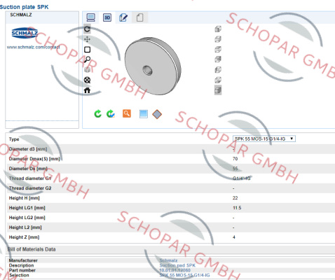 Schmalz-SPK 55 MOS EPDM-15 G1/4-IG