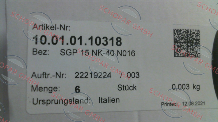 Schmalz-10.01.01.10318 / SGP 15 NK-40 N016