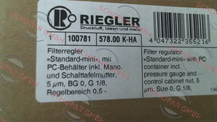 Riegler-p/n: 100781, Type: 578.00 K-HA