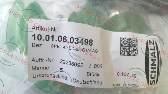 Schmalz-10.01.06.03498 / SPB1 40 ED-65 G1/4-AG