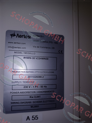 Aertesi-heat exchanger for HWN-30 V23HWN30